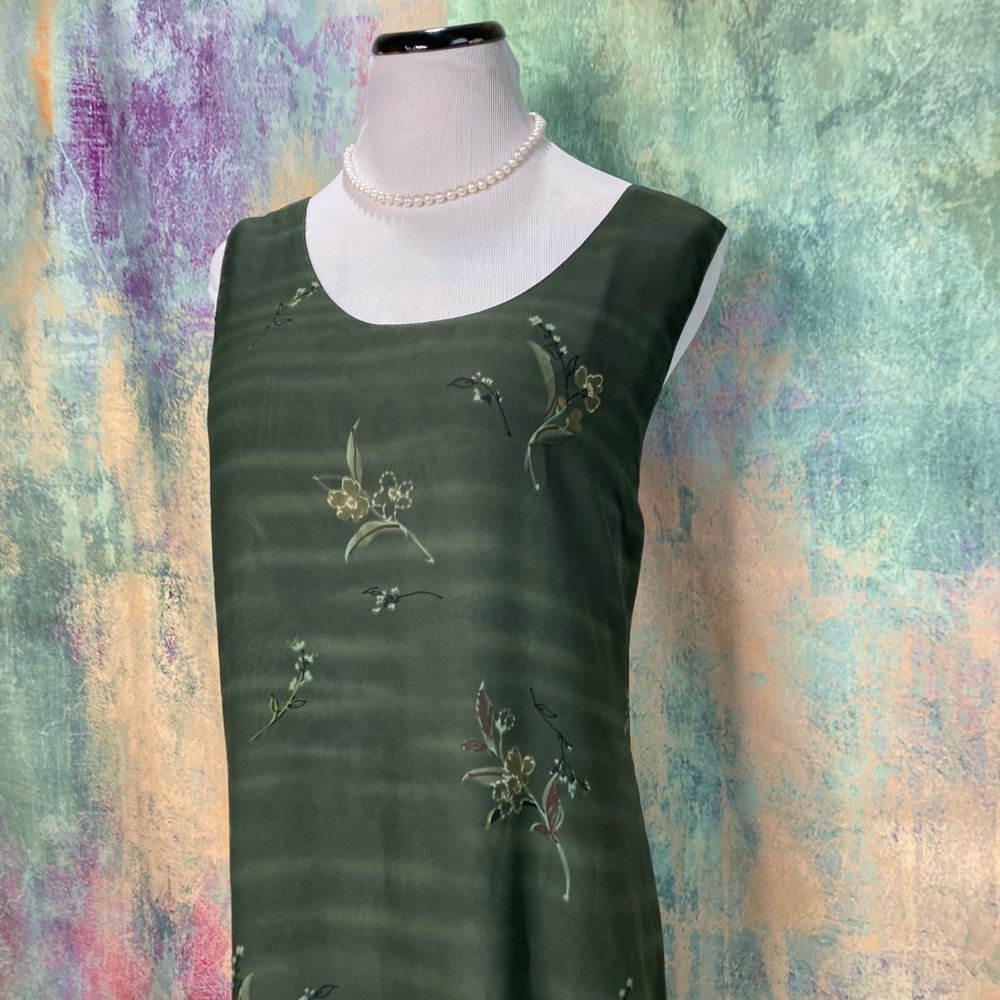📌Unbranded Reversible Green Floral Paisley Maxi Sleeveless Boho Travel Dress - Picture 4 of 13